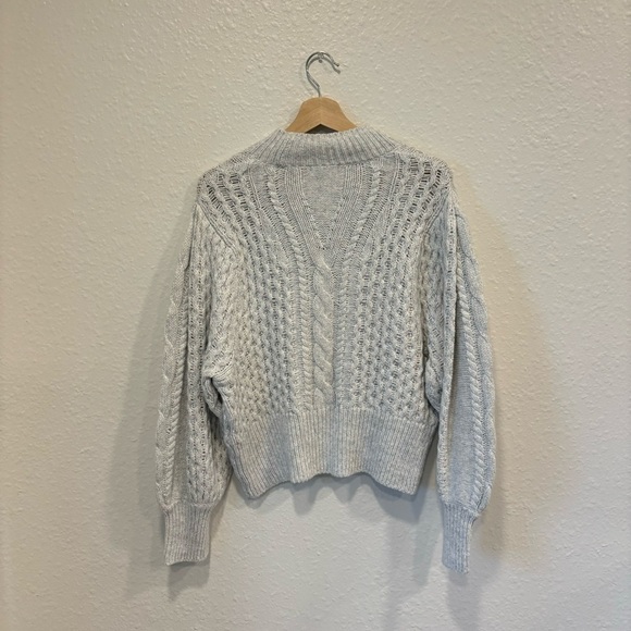NWT JOES jeans merino wool cotton blend grey cable knit sweater - Picture 2 of 6
